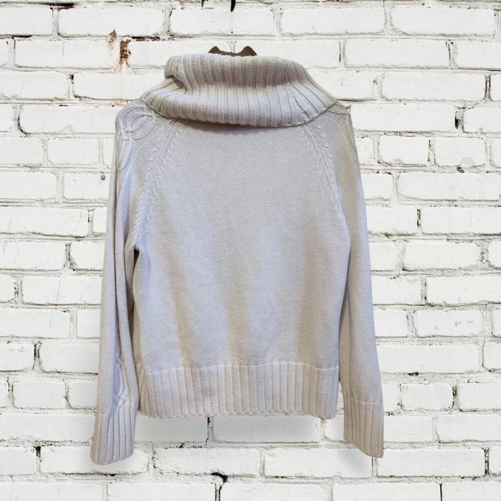 Sonoma Cowl Neck Sweater Womens XL White Cable Knit Sleeve Pullover